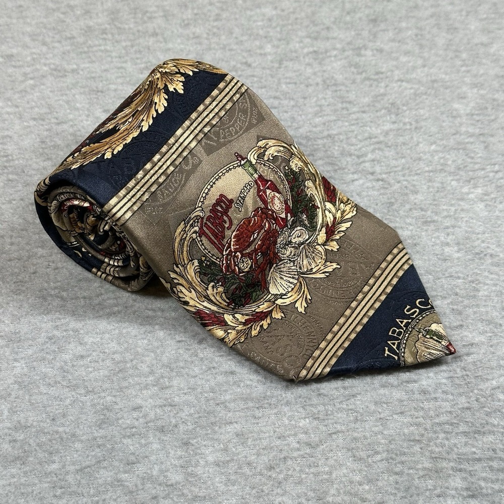 Tabasco Hot Sauce Men Neck‎ Tie Embossed Designer 100% Silk Blue Novelty Gift